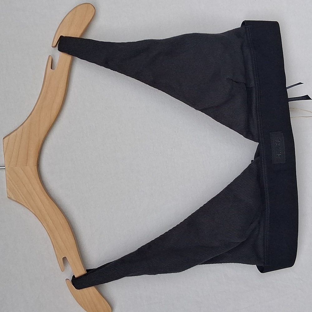 SKIMS Cotton Rib Plunge Bralette Soot Size M - Picture 2 of 11